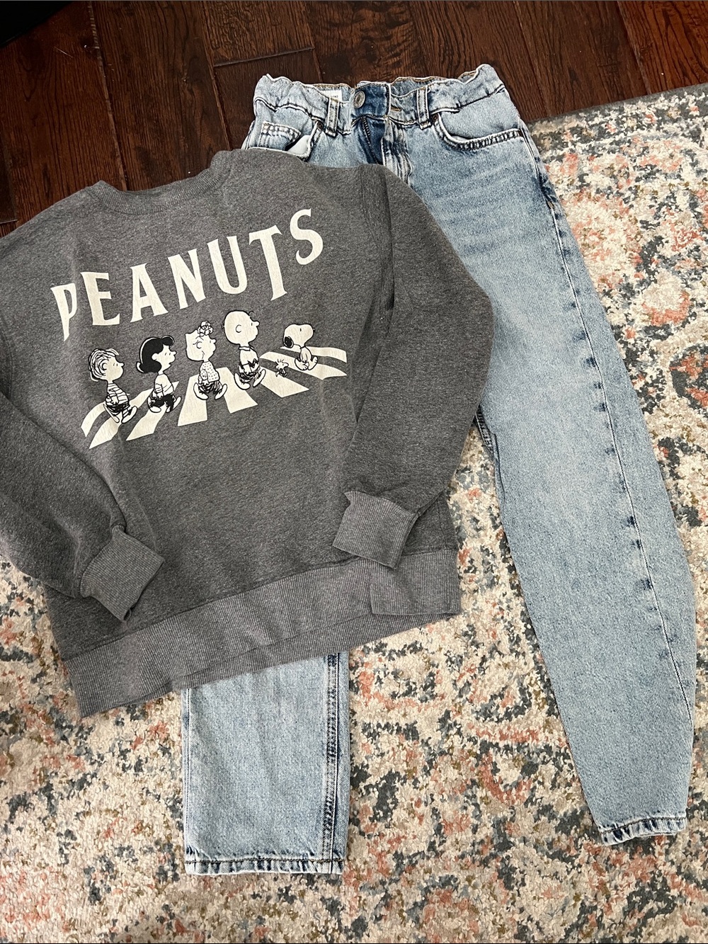 Peanuts Kids Crewneck Sweatshirt and Zara jeans